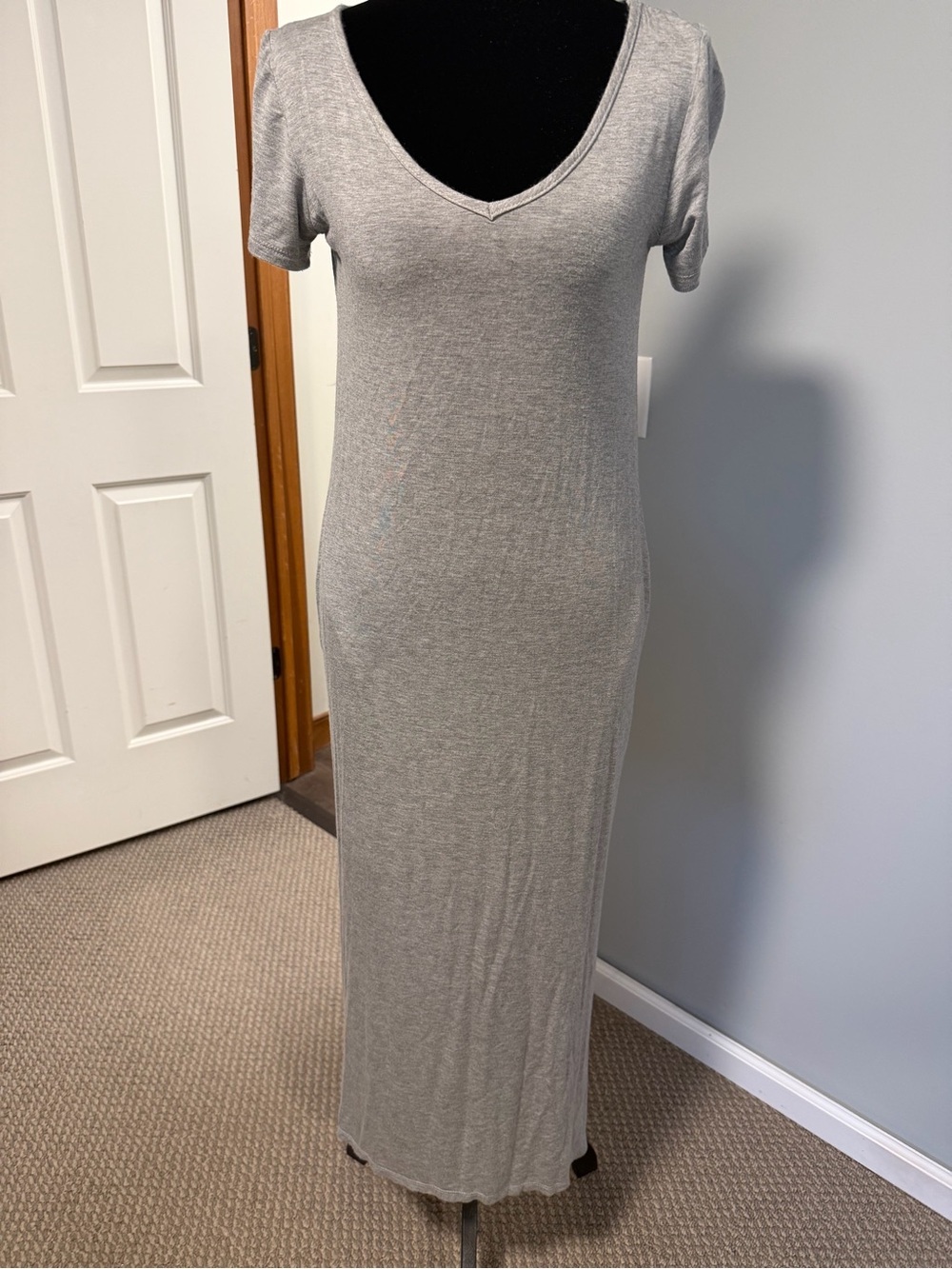 Olivia Rae Gray Maxi Dress Small Soft Stretch Pocket Dress